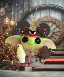 Mickey Hat Baby Yoda Ice Cream Christmas 2023 Star Wars Ornament