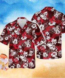 Mickey Minnie Mouse Donald Daisy Duck Goofy Dog Disney White Hibiscus Aloha Full Printing Hawaiian Shirt