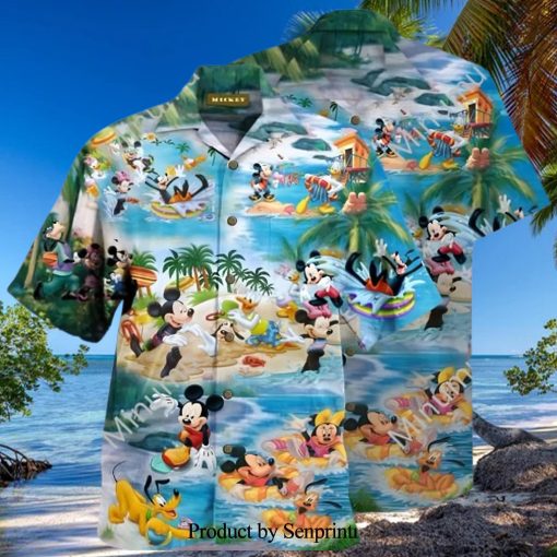 Mickey Minnie Mouse Donald Daisy Duck Pluto Dog Disney Chill At The Beach Full Printing Hawaiian Shirt