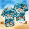 Mickey Minnie Mouse Donald Daisy Duck Surfing S And Catsle Full Printing Hawaiian Shirt – Blue