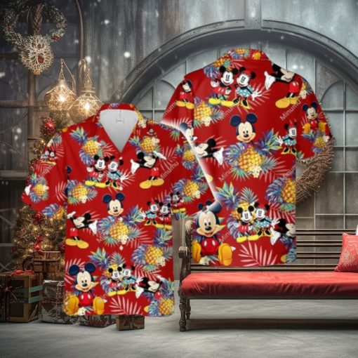 Mickey Minnie Mouse Pineapple Red Hawaiian T Shirt