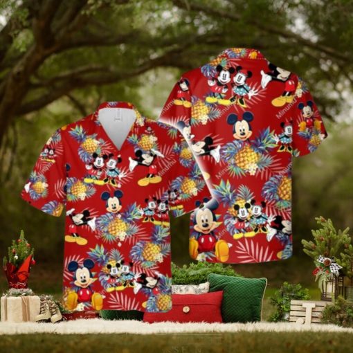 Mickey Minnie Mouse Pineapple Red Hawaiian T Shirt