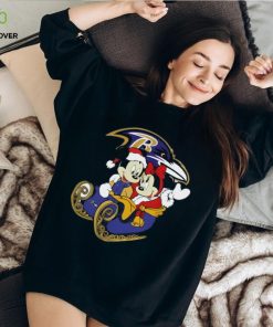 Mickey Minnie Santa Ride Sleigh Christmas Baltimore Ravens 2024 Shirt