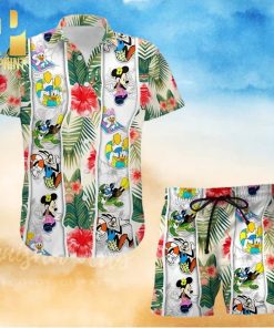 Mickey Mouse And Friends Disney Cartoon Graphics Full Printing Combo Aloha Hawaiian Shirt And Beach Shorts