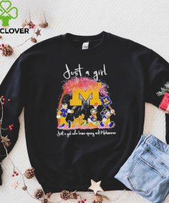 Mickey Mouse And Friends Just A Girl Who Loves Spring And Michigan Wolverines Gift For Fans Cute Shirt