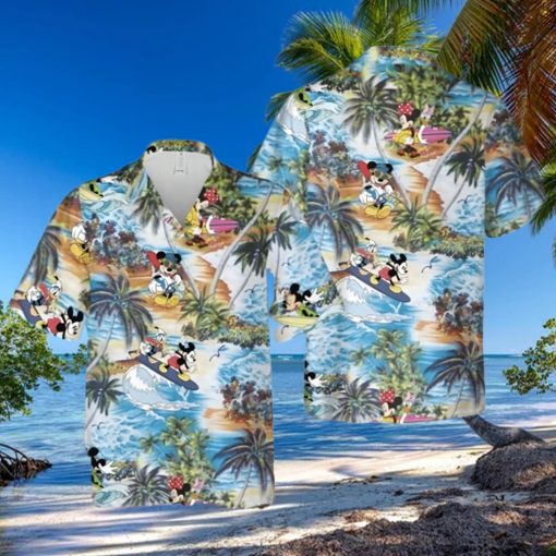 Mickey Mouse And Friends On Summer Beach Trip Full Printing Hawaiian Shirt