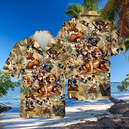 Mickey Mouse And Friends Pirates Of The Caribbean Full Printing Hawaiian Shirt