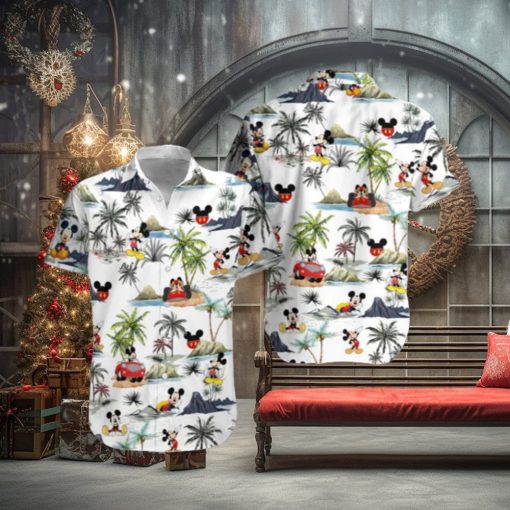 Mickey Mouse And Island Coconut Tree Hawaiian T Shirt