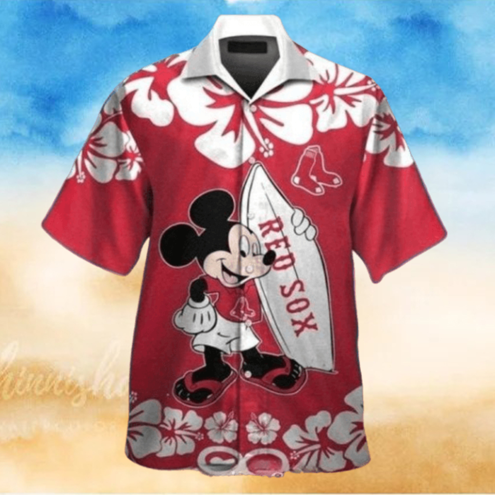 Mickey Mouse And Tropical Flowers Boston Red Sox Hawaiian Shirt Mickey Mouse And Tropical Flowers Boston Red Sox Hawaiian Shirt
