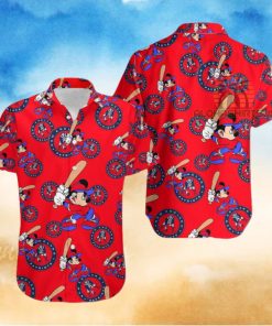 Mickey Mouse Baseball New England Patriots Red Western Hawaiian Shirt