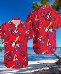 Mickey Mouse Baseball New England Patriots Red Western Hawaiian Shirt