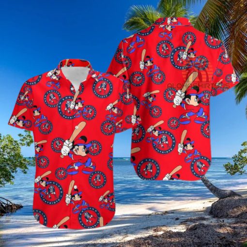 Mickey Mouse Baseball New England Patriots Red Western Hawaiian Shirt