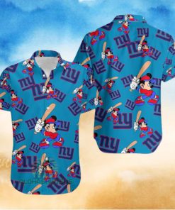 Mickey Mouse Baseball New York Giants Sapphire Hawaiian Camp Shirt