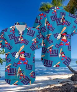 Mickey Mouse Baseball New York Giants Sapphire Hawaiian Camp Shirt 1 Mickey Mouse Baseball New York Giants Sapphire Hawaiian Camp Shirt
