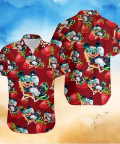 Mickey Mouse Beach Strawberry Maroon Mens Tall Hawaiian Shirts