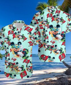 Mickey Mouse Beach Tampa Bay Buccaneers Light Blue Hawaiian Polo Shirt