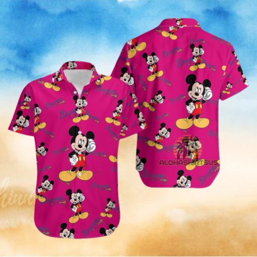 Mickey Mouse Call Phone Atlanta Braves Heliconia High Quality Hawaiian Shirts
