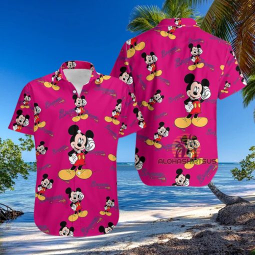 Mickey Mouse Call Phone Atlanta Braves Heliconia High Quality Hawaiian Shirts