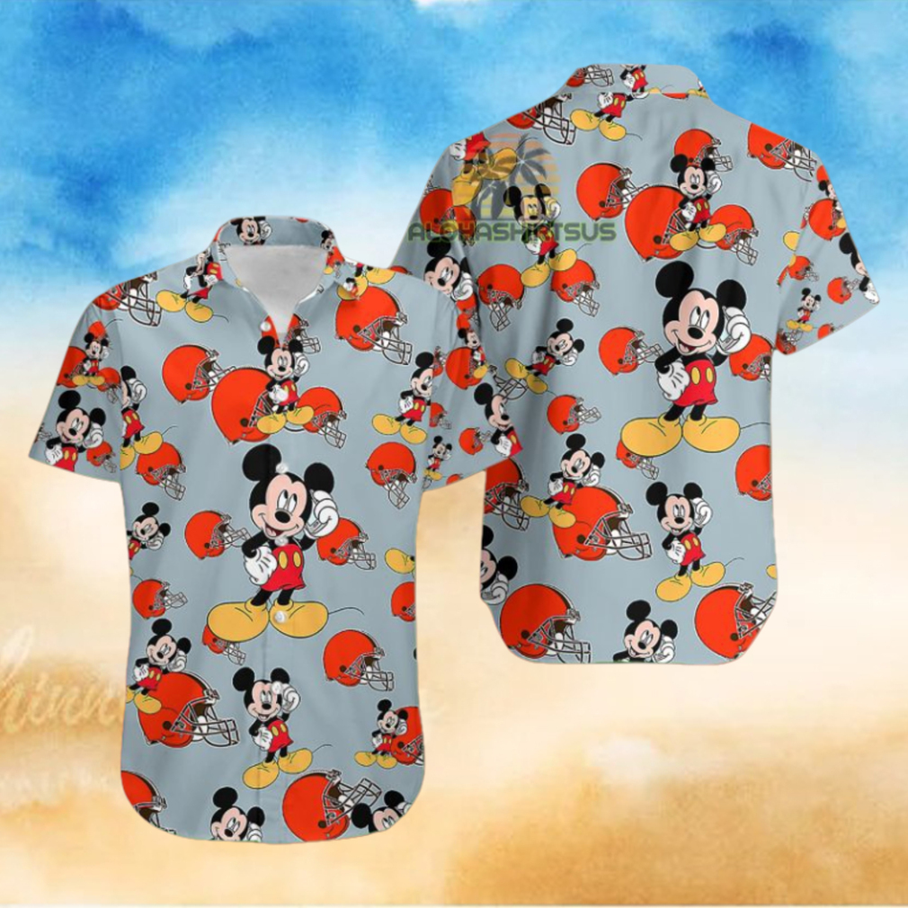 Mickey Mouse Call Phone Cleveland Browns Grey Tacky Hawaiian Shirt Mickey Mouse Call Phone Cleveland Browns Grey Tacky Hawaiian Shirt