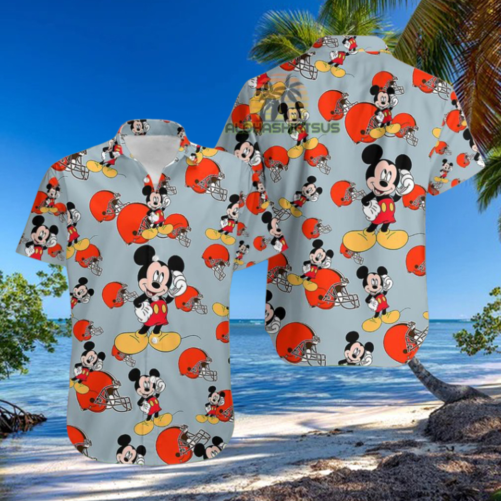Mickey Mouse Call Phone Cleveland Browns Grey Tacky Hawaiian Shirt Mickey Mouse Call Phone Cleveland Browns Grey Tacky Hawaiian Shirt
