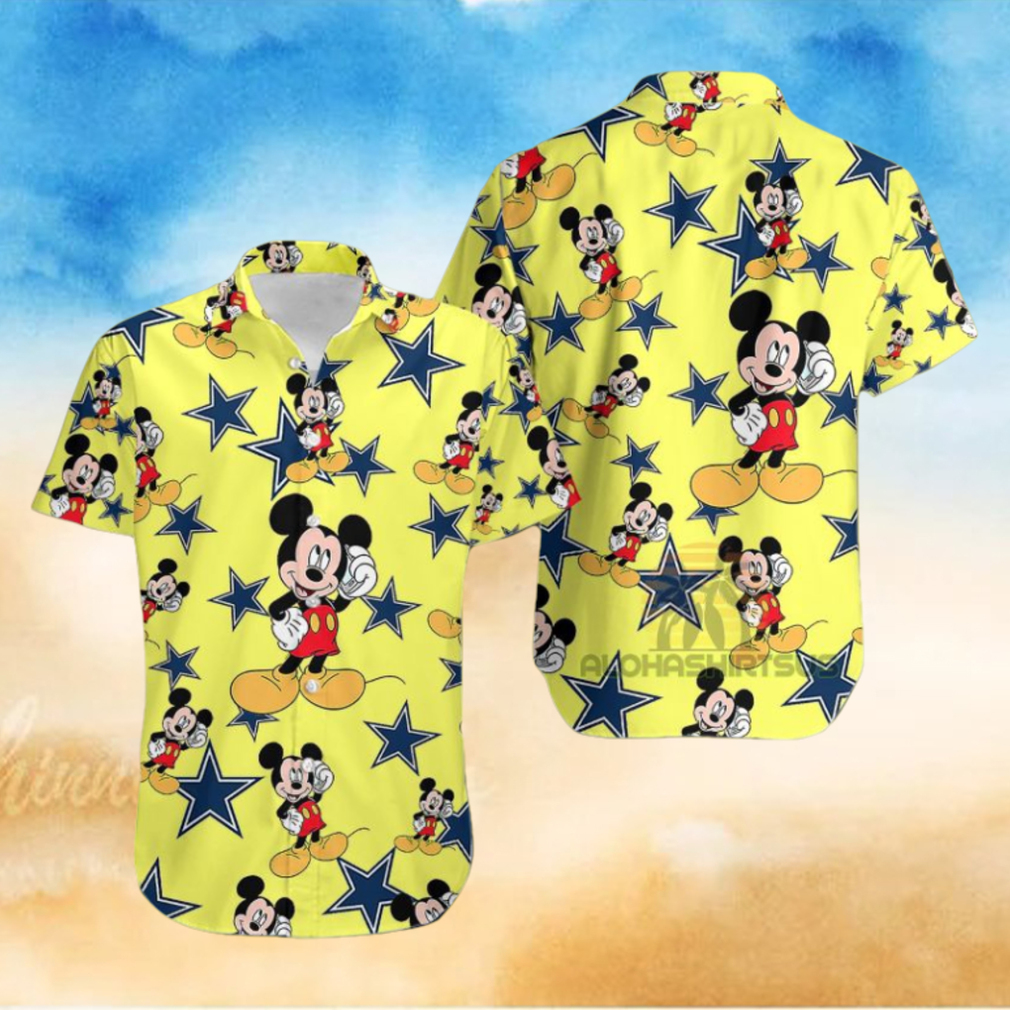 Mickey Mouse Call Phone Dallas Cowboys Yellow Famous Hawaiian Shirts