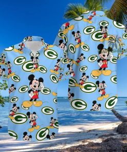 Mickey Mouse Call Phone Green Bay Packers Blue Button Down Hawaiian Shirt 1 Mickey Mouse Call Phone Green Bay Packers Blue Button Down Hawaiian Shirt