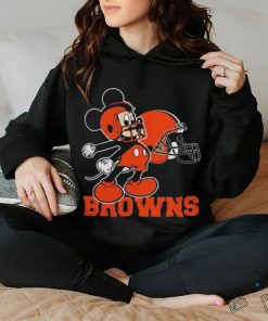 Mickey Mouse Cartoon Nfl Cleveland Browns Football Player Helmet Logo Shirts