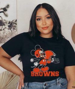 Mickey Mouse Cartoon Nfl Cleveland Browns Football Player Helmet Logo Shirts