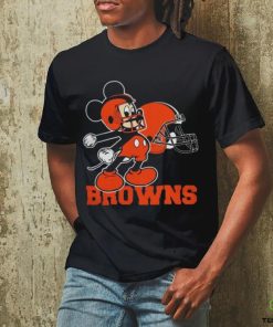 Mickey Mouse Cartoon Nfl Cleveland Browns Football Player Helmet Logo Shirts