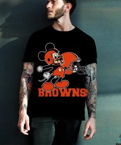 Mickey Mouse Cartoon Nfl Cleveland Browns Football Player Helmet Logo Shirts