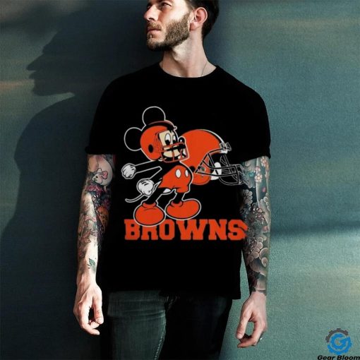 Mickey Mouse Cartoon Nfl Cleveland Browns Football Player Helmet Logo Shirts