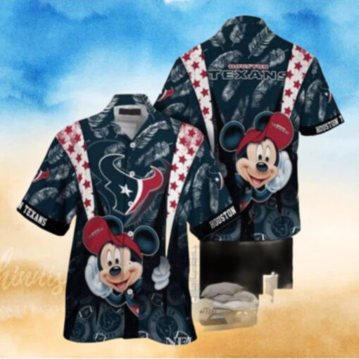 Mickey Mouse Cheerful Cartoon Character Houston Texans Hawaiian Shirt