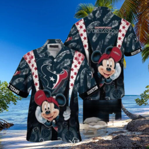 Mickey Mouse Cheerful Cartoon Character Houston Texans Hawaiian Shirt
