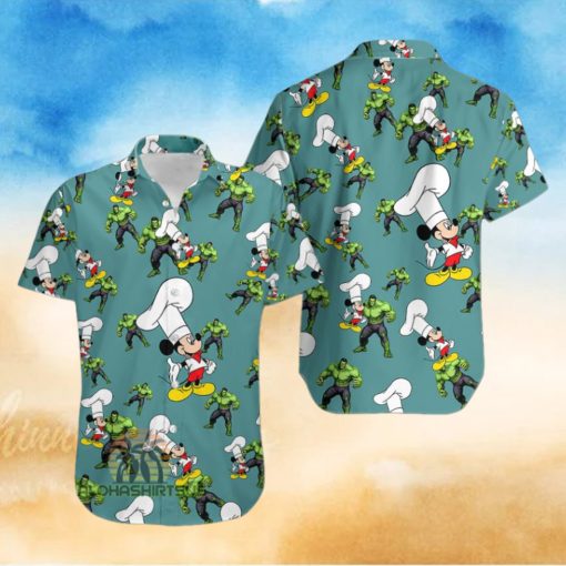 Mickey Mouse Chef Avengers Hulk Mens Cotton Hawaiian Shirts