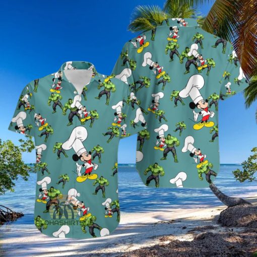 Mickey Mouse Chef Avengers Hulk Mens Cotton Hawaiian Shirts
