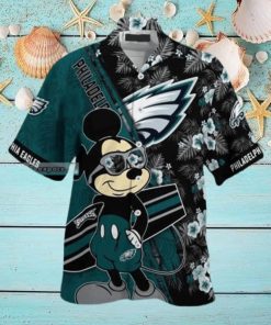 Philadelphia Eagles Surfboard Parttern Mickey Mouse Flower Hawaiian Shirt -  Freedomdesign