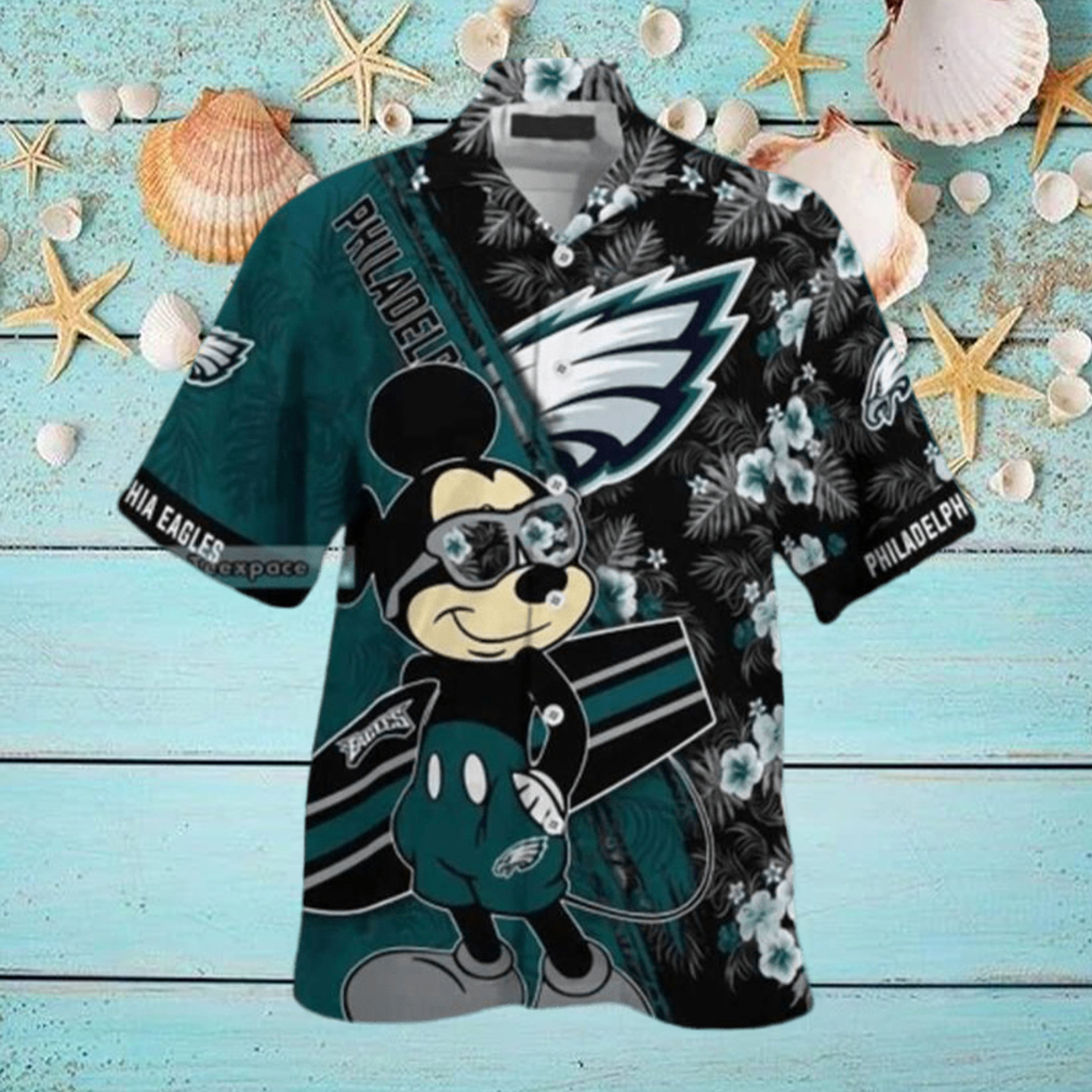 Philadelphia Eagles Surfboard Parttern Mickey Mouse Flower Hawaiian Shirt -  Freedomdesign