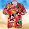 Mickey Mouse Disney Pineapple Hibiscus Full Printing Hawaiian Shirt – Red