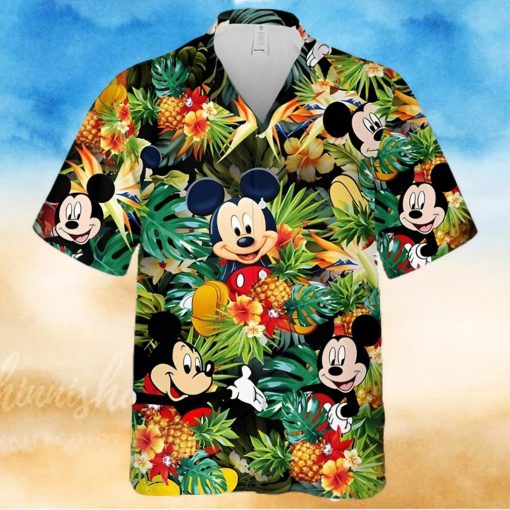 Mickey Mouse Disney Pineapple Hibiscus Full Printing Hawaiian Shirt