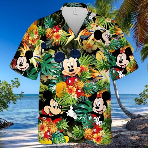 Mickey Mouse Disney Pineapple Hibiscus Full Printing Hawaiian Shirt