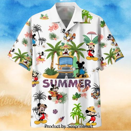 Mickey Mouse Disney Summer Vacation Full Printing Hawaiian Shirt – White