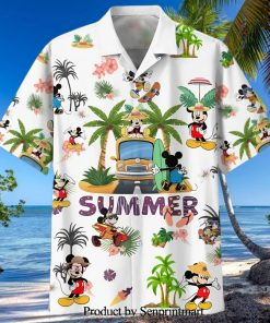 Mickey Mouse Disney Summer Vacation Full Printing Hawaiian Shirt – White