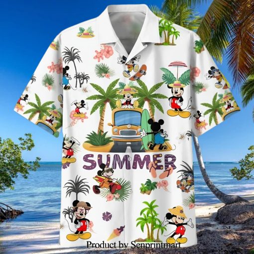 Mickey Mouse Disney Summer Vacation Full Printing Hawaiian Shirt – White