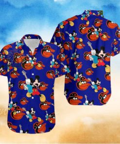 Mickey Mouse Electric Guitar Baltimore Orioles Navy 5Xl Hawaiian Shirts