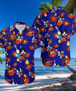 Mickey Mouse Electric Guitar Baltimore Orioles Navy 5Xl Hawaiian Shirts