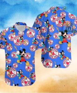 Mickey Mouse Electric Guitar Boston Red Sox Royal Blue Original Hawaiian Shirt