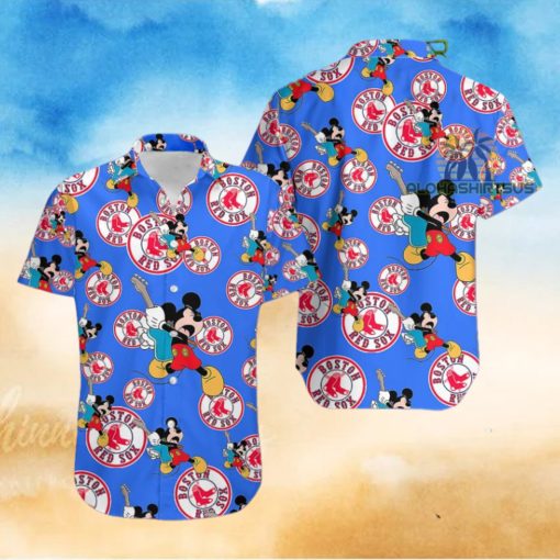 Mickey Mouse Electric Guitar Boston Red Sox Royal Blue Original Hawaiian Shirt