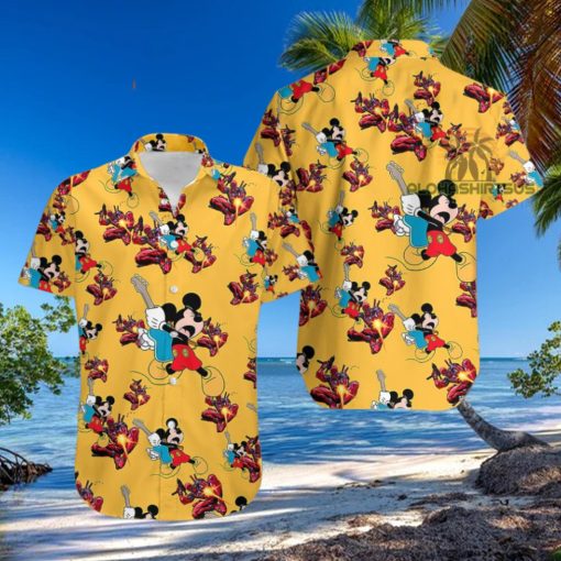 Mickey Mouse Electric Guitar Marvel Deadpool Mens Hawaiian Style Shirts