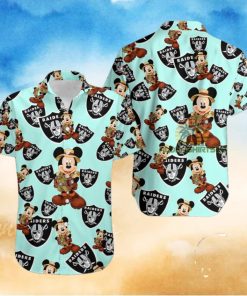 Mickey Mouse Explorer Oakland Raiders Light Blue Best Aloha Hawaiian Shirts