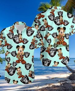 Mickey Mouse Explorer Oakland Raiders Light Blue Best Aloha Hawaiian Shirts